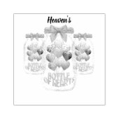 Heaven's flesje van harten met houten rubberen ste 	rubberstempel (Afrduk)