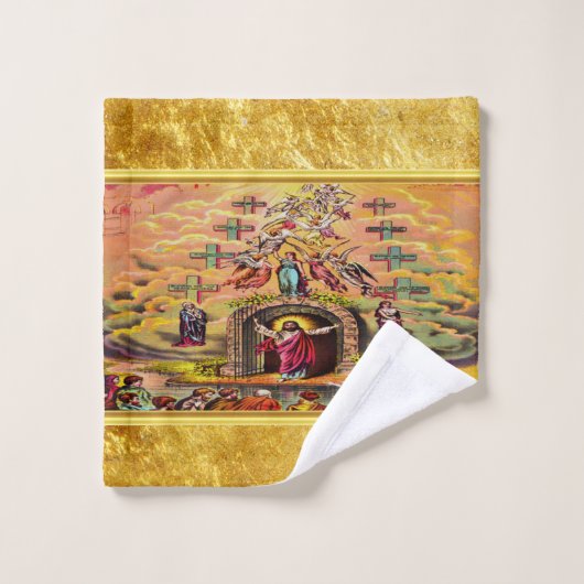 Heaven's Gate met een gouden foliestructuur en Jez Bad Handdoek (Wasdoekje)