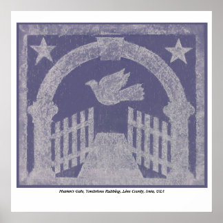 Heaven's Gate Tombstone Rubbing - Blue Poster