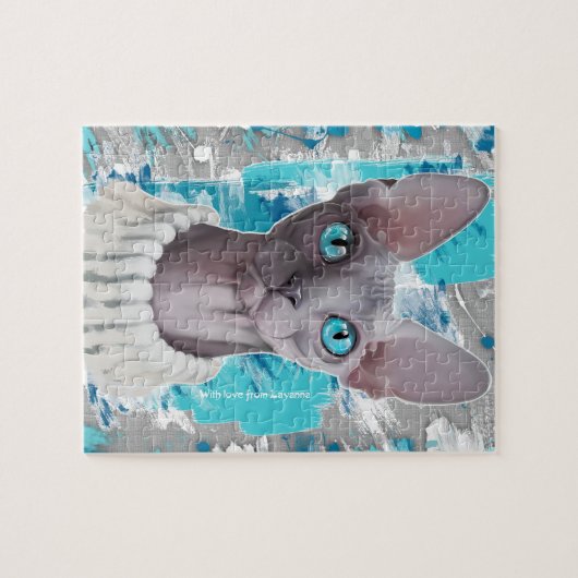 Heavens in de ogen (Sphynx cat) Legpuzzel (Horizontaal)