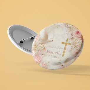 Heaveny Blush & Gold Quince, op maat Ronde Button 3,2 Cm