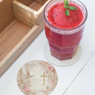 Heaveny Blush & Gold Quince, op maat Vierkante Kartonnen Onderzetter