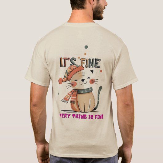 Heavy and soft T-shirt with an adorable cat design (Dos)