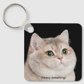 Heavy Breathing Cat Meme Dubbelzijdige Sleutelhang Sleutelhanger (Voorkant)