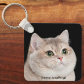 Heavy Breathing Cat Meme Dubbelzijdige Sleutelhang Sleutelhanger (Voorkant)
