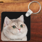 Heavy Breathing Cat Meme Dubbelzijdige Sleutelhang Sleutelhanger (Achterkant)