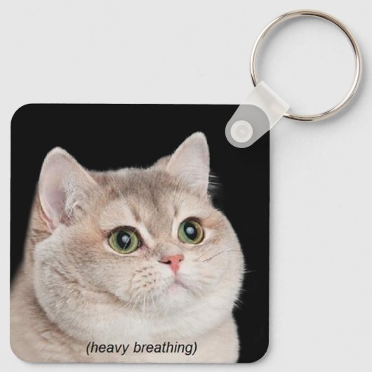 Heavy Breathing Cat Meme Dubbelzijdige Sleutelhang Sleutelhanger (Achterkant)