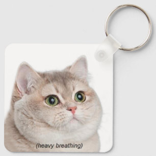 Heavy Breathing Cat Meme Dubbelzijdige Sleutelhang Sleutelhanger