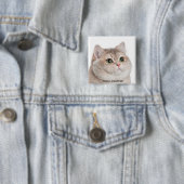 Heavy Breathing Cat Meme Pin Button (In situ)