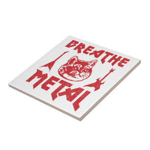 Heavy Breathing Cat Metal Tegeltje