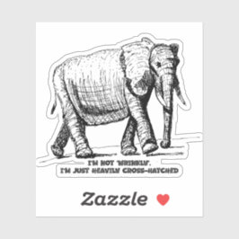 Heavy Cross-Hatched Elephant Sticker