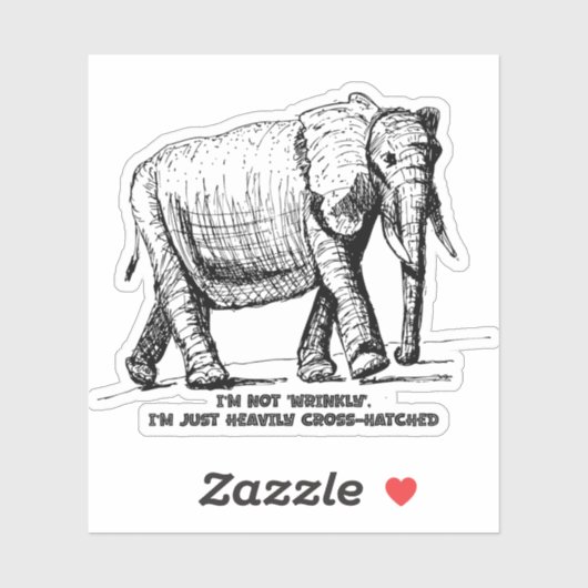 Heavy Cross-Hatched Elephant Sticker (Vel)