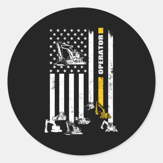 Heavy Equipment Operator Amerikaanse vlag Operator Ronde Sticker (Voorkant)