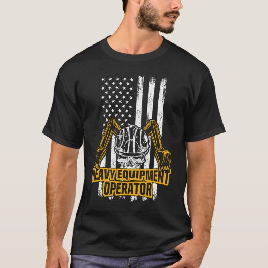 Heavy Equipment Operator US Flag T-shirt (Voorkant)