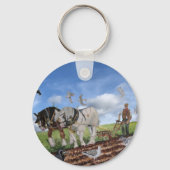 Heavy Horses Ploughing In March  Sleutelhanger (Achterkant)