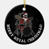 Heavy Metal Drummer Kerstrots & Roll Skull Ce Keramisch Ornament (Voorkant)