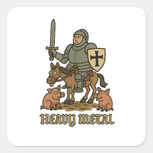 Heavy Metal Knight: middeleeuwse chaos Vierkante Sticker