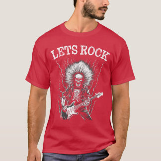 Heavy metal Punk rock en roll skeleton gitaar T-shirt