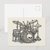 Heavy Metal Skeleton Drum Kit Briefkaart (Voorkant / Achterkant)