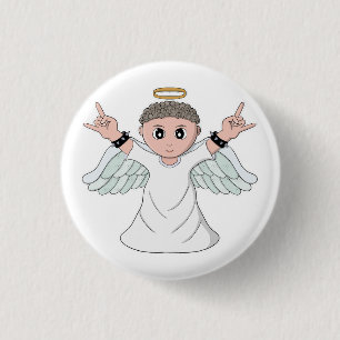Heavy Music Loving Angel Ronde Button 3,2 Cm
