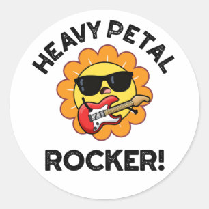 Heavy Petal Rocker Funny Flower Pun Ronde Sticker