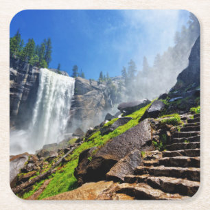 Heavy Spray uit Vernal Nationaal park Yosemite Vierkante Kartonnen Onderzetter
