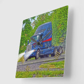 Heavy Transport Blue Truck Mur Horloge (Angle)