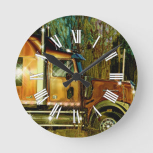Heavy Transport Truck-liefhebbers Art Wall Clock Ronde Klok