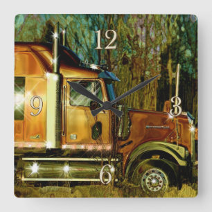 Heavy Transport Truck-liefhebbers Art Wall Clock Vierkante Klok