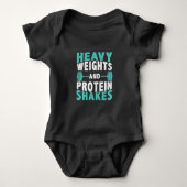 heavy weights and shake proteins gym motivational romper (Voorkant)
