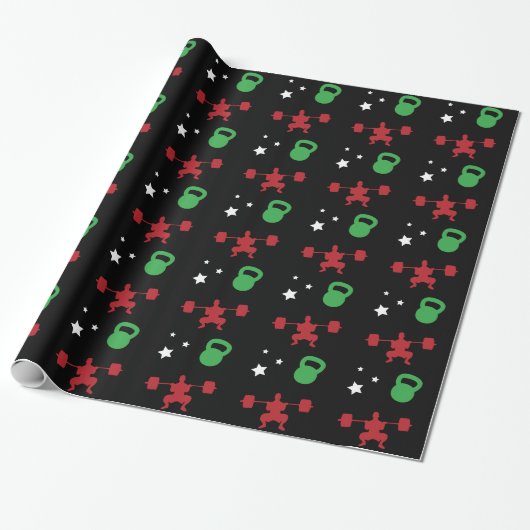 HeavyLifting Kettlebell Stars Pattern Cadeaupapier (Uitgerold)