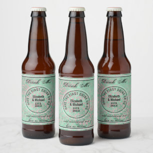 Heb 1st Drink op ons - DRINK me Mint Wedding Favor Bier Etiket