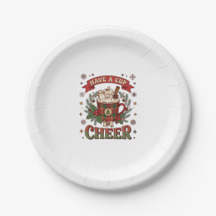 Heb Beker Kerst Plaid Mok Hete Chocolade Sneeuwman Papieren Bordje
