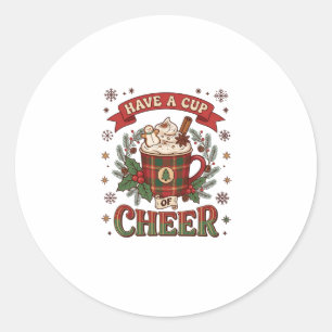 Heb Beker Kerst Plezier Kerst Plaid Mok Warme Choc Ronde Sticker