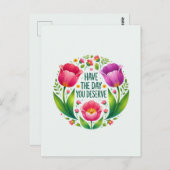 Heb de dag die je verdient - Floral Briefkaart (Voorkant / Achterkant)