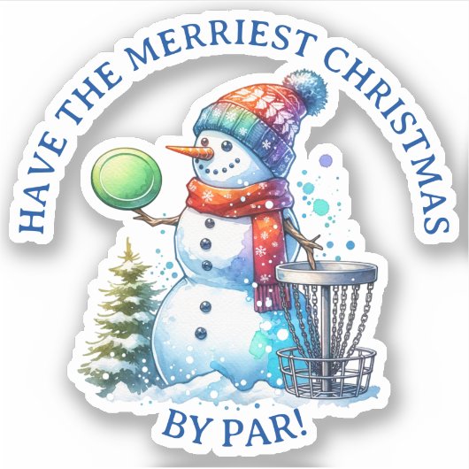Heb de Merriest Christmas by Par | Schijfgolf Sticker (Voorkant)