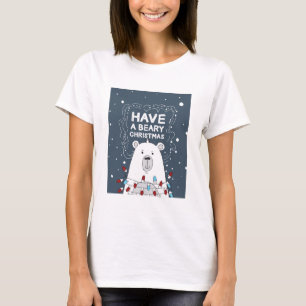 Heb een Beary Christmas Polar Beer Art Illustratie T-shirt
