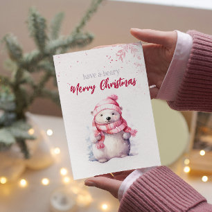 Heb een Beary Merry Christmas Polar Beer Funny Pin Feestdagenkaart