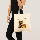 Heb een Bee-utiful Day Schattige meisje in bijenko Tote Bag (Voorkant (product))