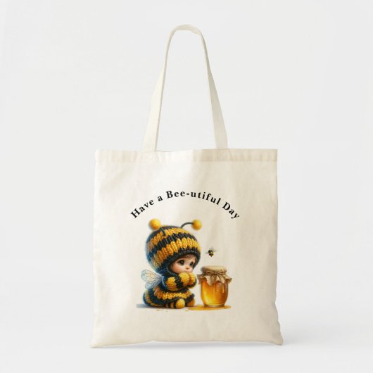 Heb een Bee-utiful Day Schattige meisje in bijenko Tote Bag (Voorkant)