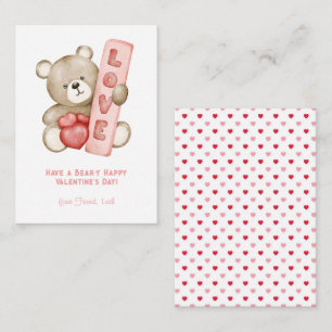Heb een Beer-Y Happy Valentijn School Kinder Notitiekaartje
