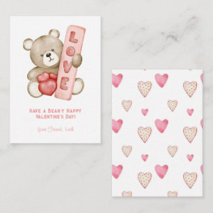 Heb een Beer-Y Happy Valentijn School Kinder Notitiekaartje