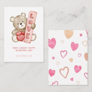 Heb een Beer-Y Happy Valentijn School Kinder Notitiekaartje