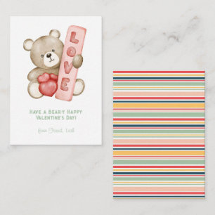 Heb een Beer-Y Happy Valentijn School Kinder Notitiekaartje