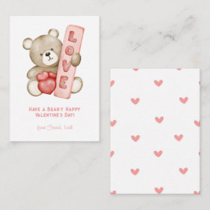Heb een Beer-Y Happy Valentijn School Kinder Notitiekaartje