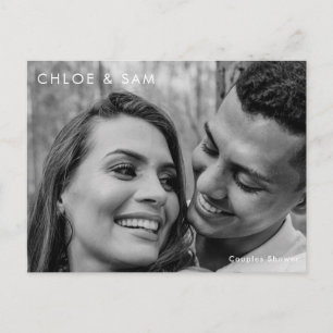 Heb een bier met de Modern Couple B/W Foto Bridal Uitnodiging Briefkaart