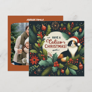 Heb een Calico kerstkrans Feestdagenkaart