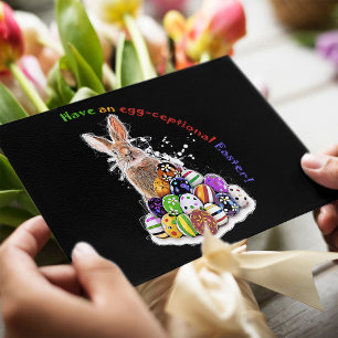 Heb een eitjes-cefale Pasen! Pasen Bunny Eggs Briefkaart