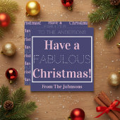 Heb een Fabulous Kerstblauw roze Typografie Feestdagenkaart