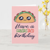 Heb een Fantastaco Birthday Funny Taco Pun Kaart (Gele Bloem)